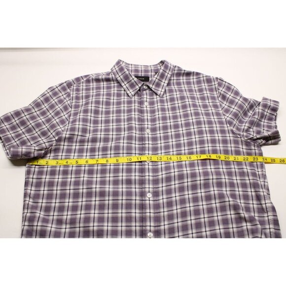 Vince Men's Waterfront Plaid Short Sleeve Shirt Button Down Dusty Sky Sz XL - Picture 7 of 9